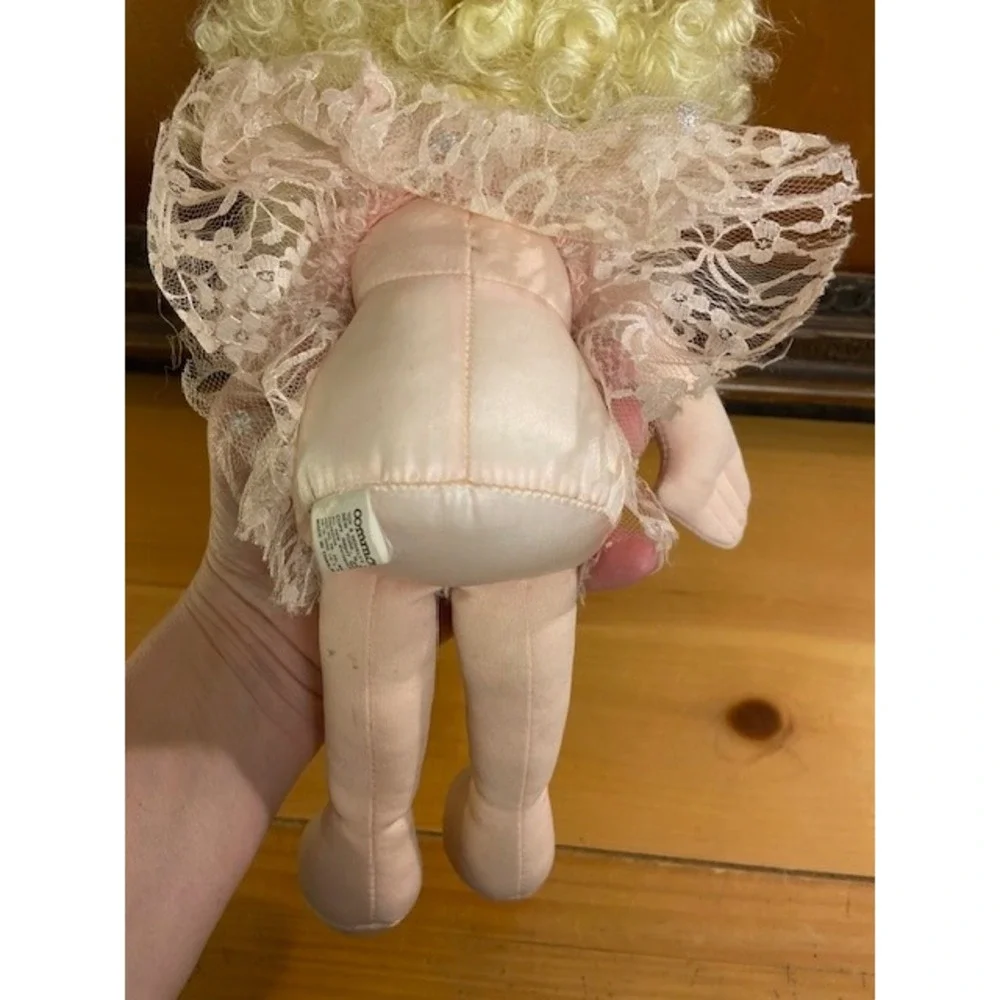 Vintage 1989 Commonwealth Ballerina Plush Doll Blonde Curly Hair Pink Tutu 15